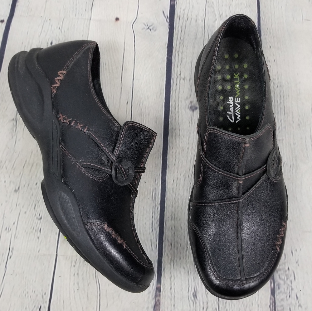 CLARKS | Wave Walk leather slip-on shoes